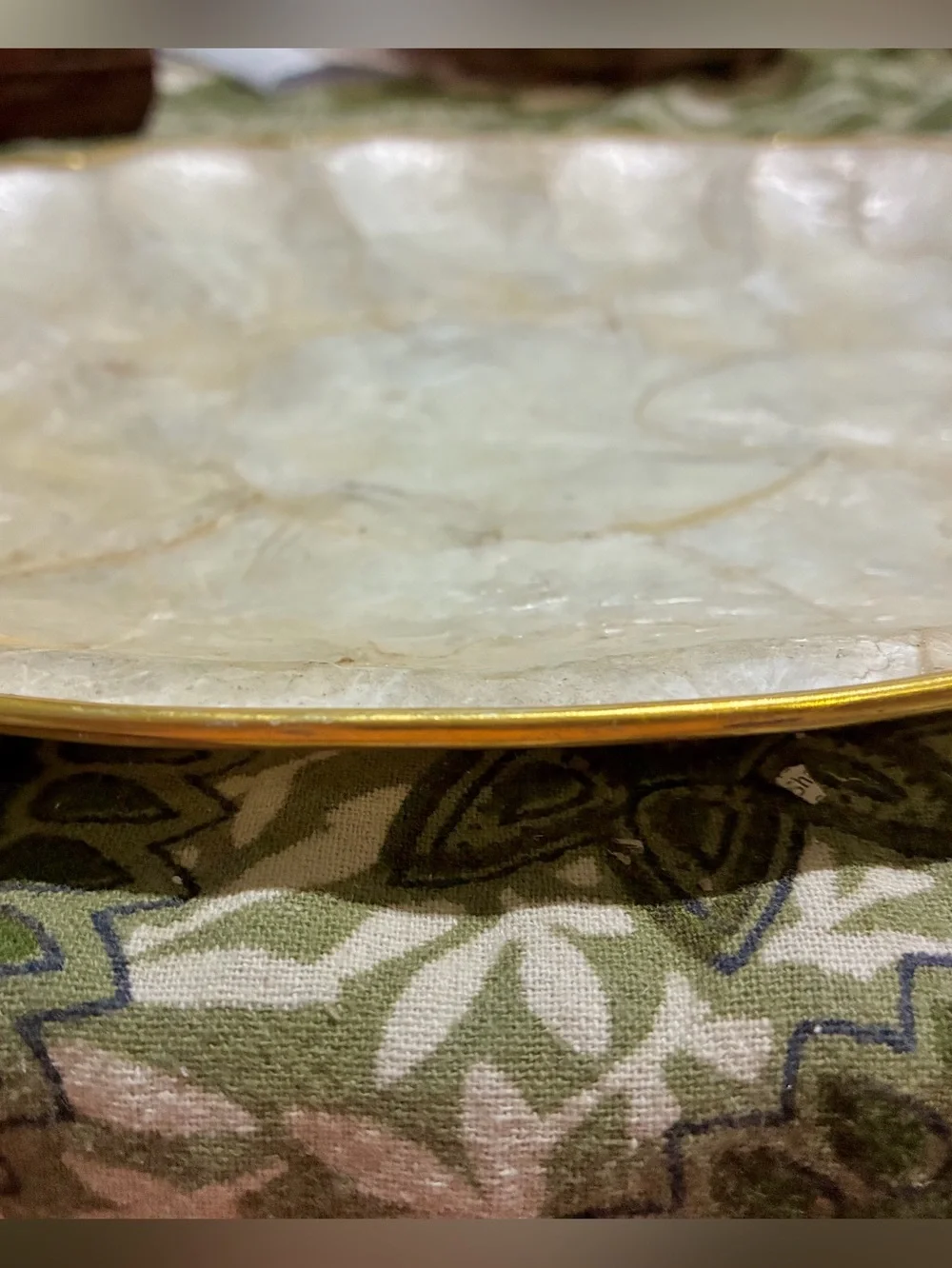 Vintage MCM Capiz Shell Tray made in Philippines 1960-70s. Some wear shown. GUC